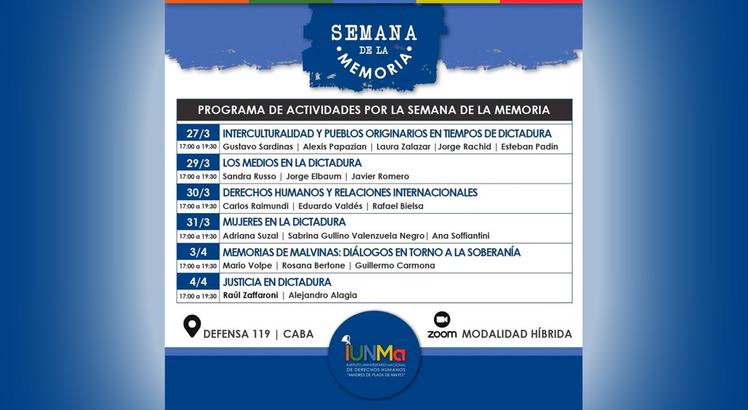 Jornadas Institucionales en el IUNMa por la Semana de la Memoria y el 40° aniversario del retorno a la democracia en nuestro país